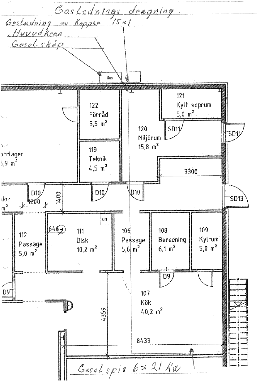 Exempel på ritning/skiss över rördragning inomhus