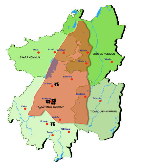 Karta över megaliter på Falbygden