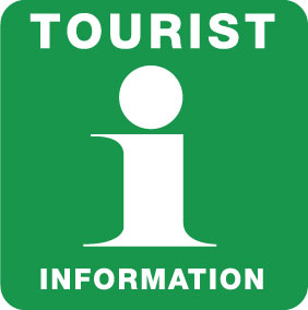 Vitt I med grön bakgrund. officiell logga för turistbyrå.
